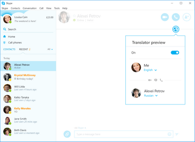 Функция синхронного перевода в skype теперь поддерживает русский язык
