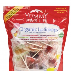 Леденцы на палочке. yummy earth, organics, lollipops, 50 pops, assorted flavors, 12.3 oz (349g)